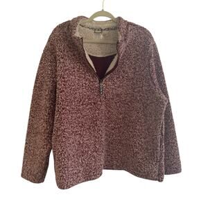 Time and Tru Women’s Sherpa Fleece Pullover – 2X – Burgundy – Quarter Zip
